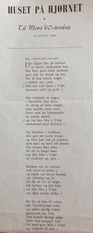 Sang til Caroline Asmus Thomsens 70 &aring;rs dag 1949