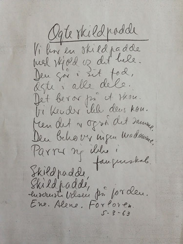 Digt 1963: &AElig;gte skildpadde