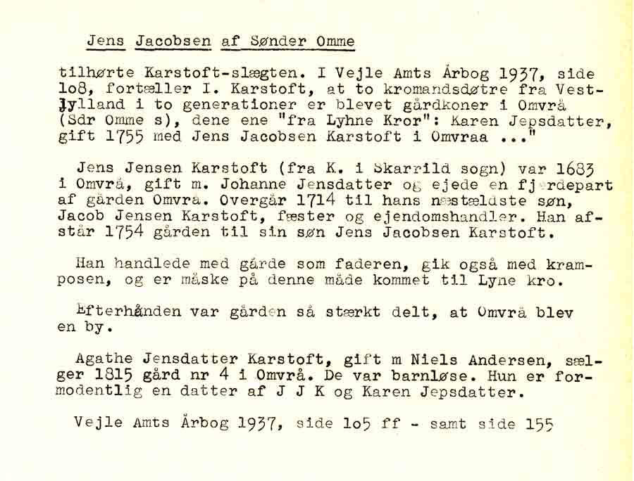 Dokument om Jens Jacobsen Karstoft