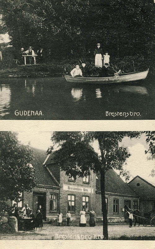 Postkort af Gudenåene og Brestensbro Kro