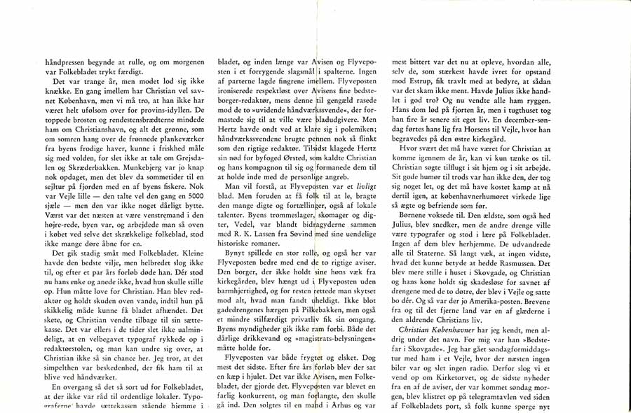 Artikel af Otto Asmus Thomsen i Jul i Vejle 1962: Christian Koebenhavner